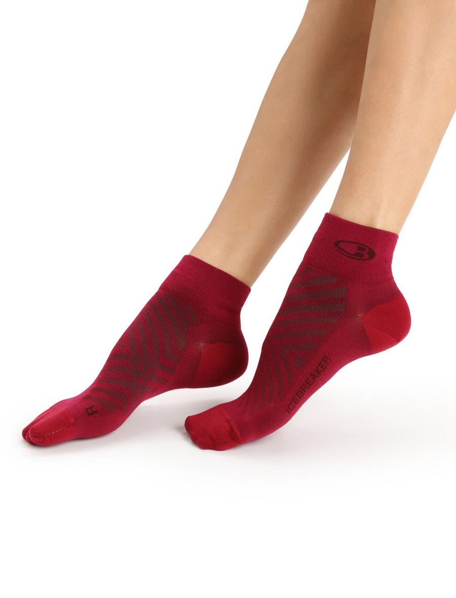 Cherry / Espresso Women\'s Icebreaker Merino Run+ Ultralight Mini Socks | USA 1410PJJQ